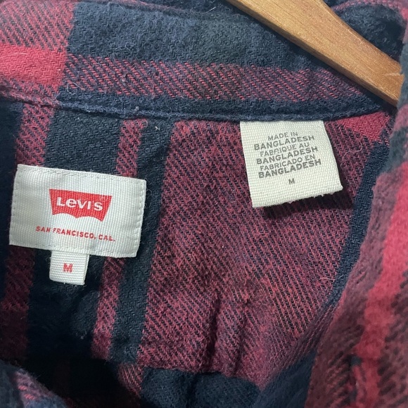 #19-LEVI’S- black and red plaid butt down - Picture 3 of 3